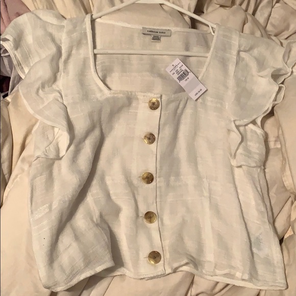 AEO WHITE BUTTON BLOUSE - Picture 2 of 3